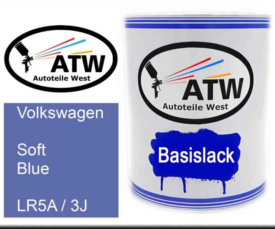 Volkswagen, Soft Blue, LR5A / 3J: 1L Lackdose, von ATW Autoteile West.